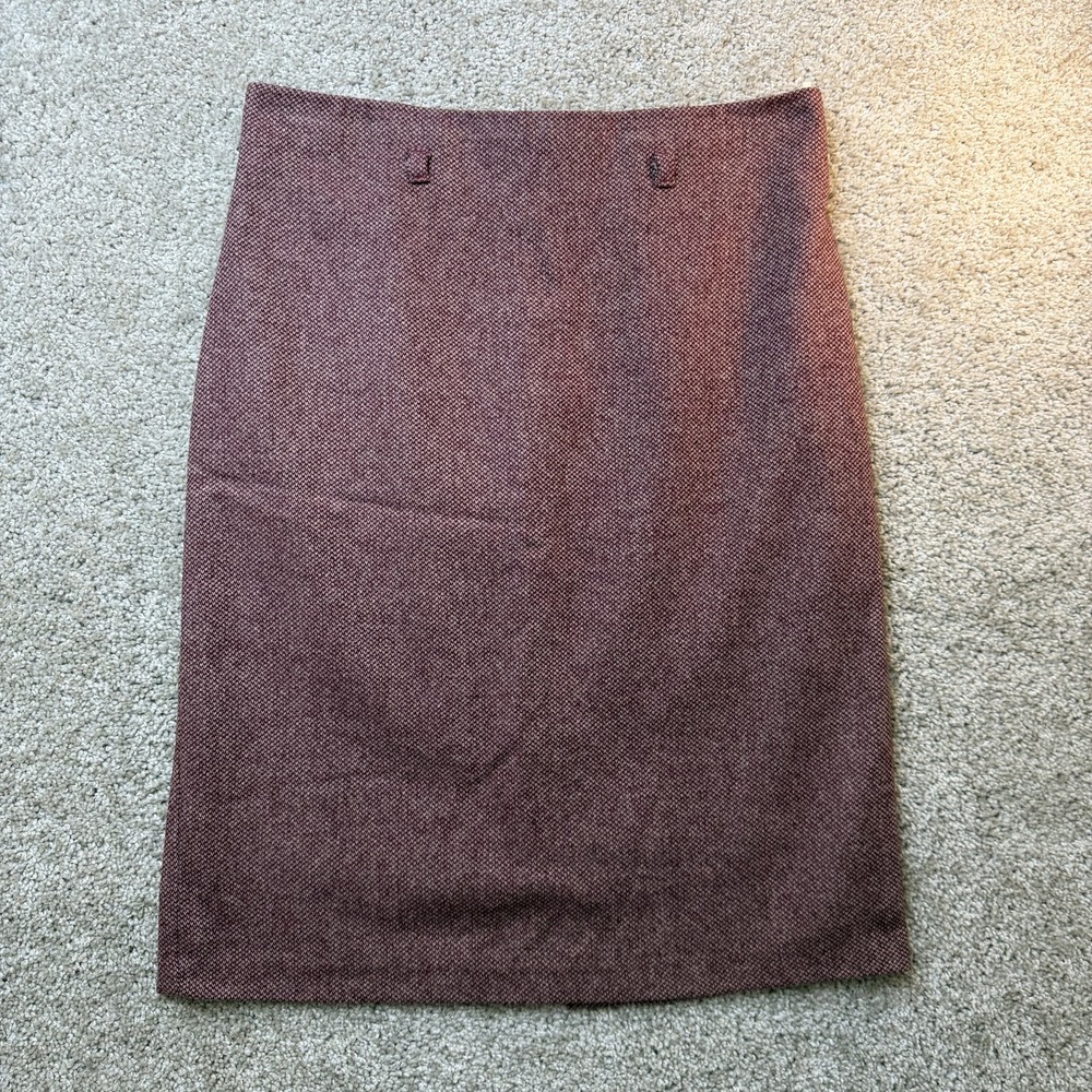 Stile Benetton Skirt Womens IT 46 Red Herringbone Wool Knee Length Pencil Office